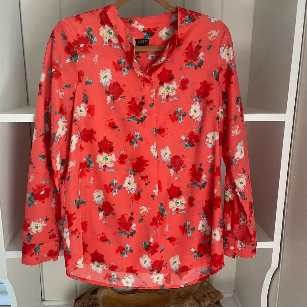 J Crew Vibrant Floral Blouse Size Small
